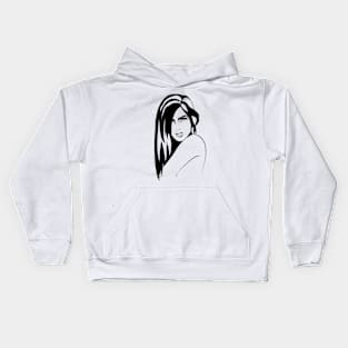 Black Ink Portrait #3 (Ink) Kids Hoodie